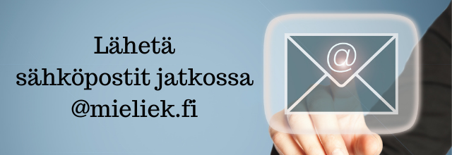 sähköpostin symboli ja uusi sähköpostiosoite @mieliek.fi